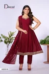 Aanchi By Deecee Vichitra Silk Embroidery Anarkali Kurtis Set 